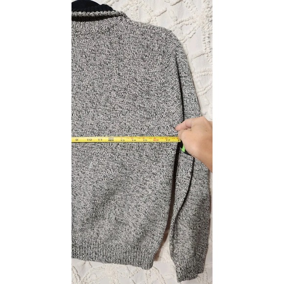 Izod Boys Quarter Zip Sweater Sz M 10 / 12 Black Ivory Preppy Schoolboy Speckled - Picture 9 of 12